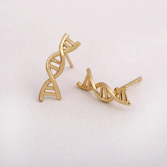 Retro Dna Copper Plating Ear Studs 1 Pair