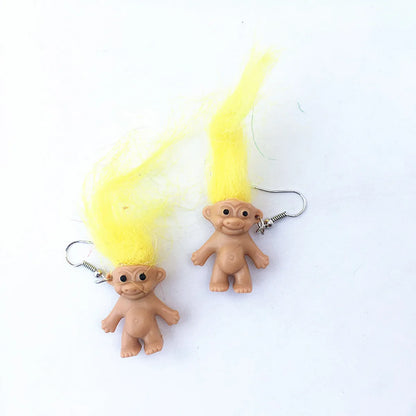 Retro Doll Plastic Resin Handmade Earrings