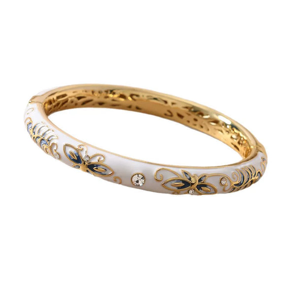 Retro Double Layer Alloy Hollow Round Silk Bracelet With Diamond Set Design