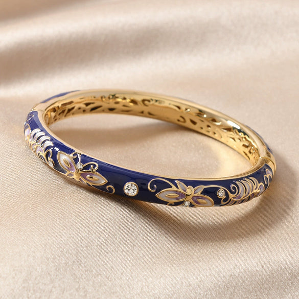 Retro Double Layer Alloy Hollow Round Silk Bracelet With Diamond Set Design