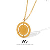 Retro Double Sided Pig Pendant Necklace Titanium Steel Gold Plated Geometric Collarbone Chain