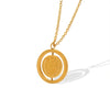 Retro Double Sided Pig Pendant Necklace Titanium Steel Gold Plated Geometric Collarbone Chain