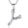 Retro Double Sword Cross Titanium Steel Pendant Necklace For Men With Electroplating Process And Animal Zodiac Pattern