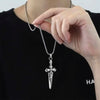 Retro Double Sword Cross Titanium Steel Pendant Necklace For Men With Electroplating Process And Animal Zodiac Pattern