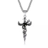 Retro Double Sword Cross Titanium Steel Pendant Necklace For Men With Electroplating Process And Animal Zodiac Pattern