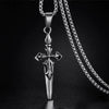 Retro Double Sword Cross Titanium Steel Pendant Necklace For Men With Electroplating Process And Animal Zodiac Pattern
