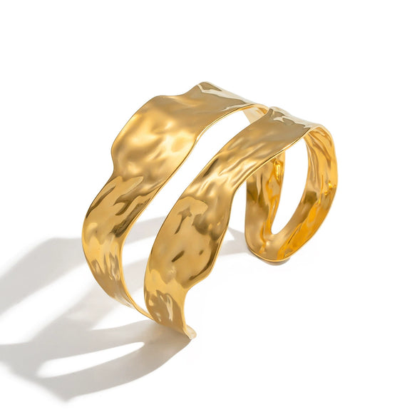 Retro Doublelayer Stainless Steel Bracelet For Women With 18K Gold Electroplating Hand Jewelry