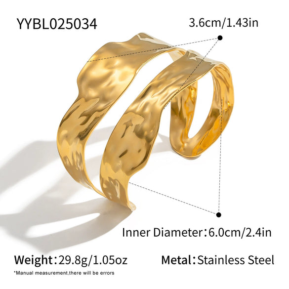 Retro Doublelayer Stainless Steel Bracelet For Women With 18K Gold Electroplating Hand Jewelry
