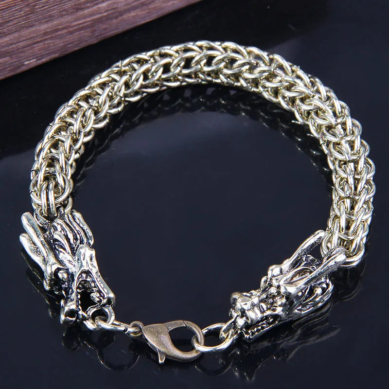 Retro Dragon Alloy Patchwork Chain Men'S Bracelets 1 Piece