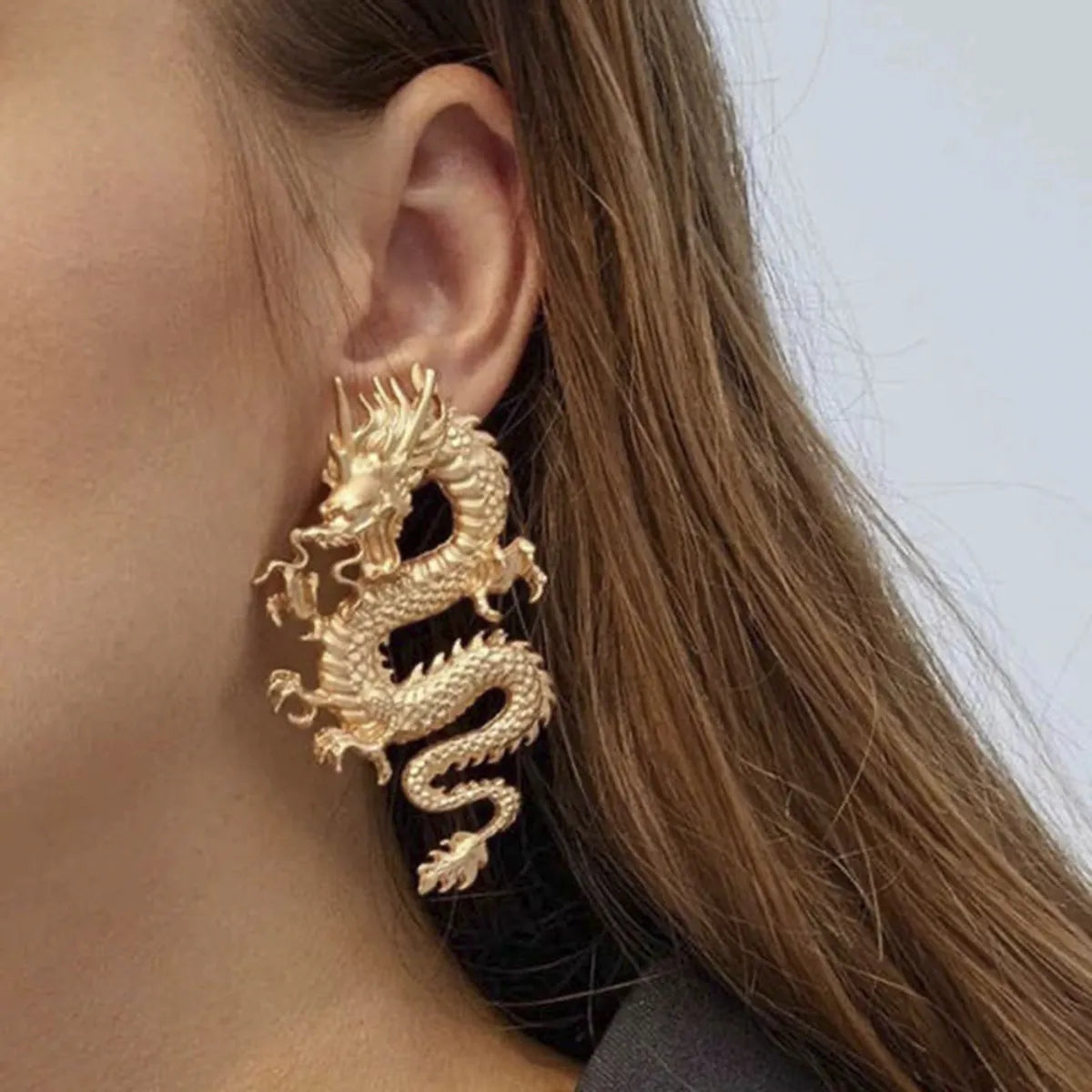 Retro Dragon Alloy Plating Earrings