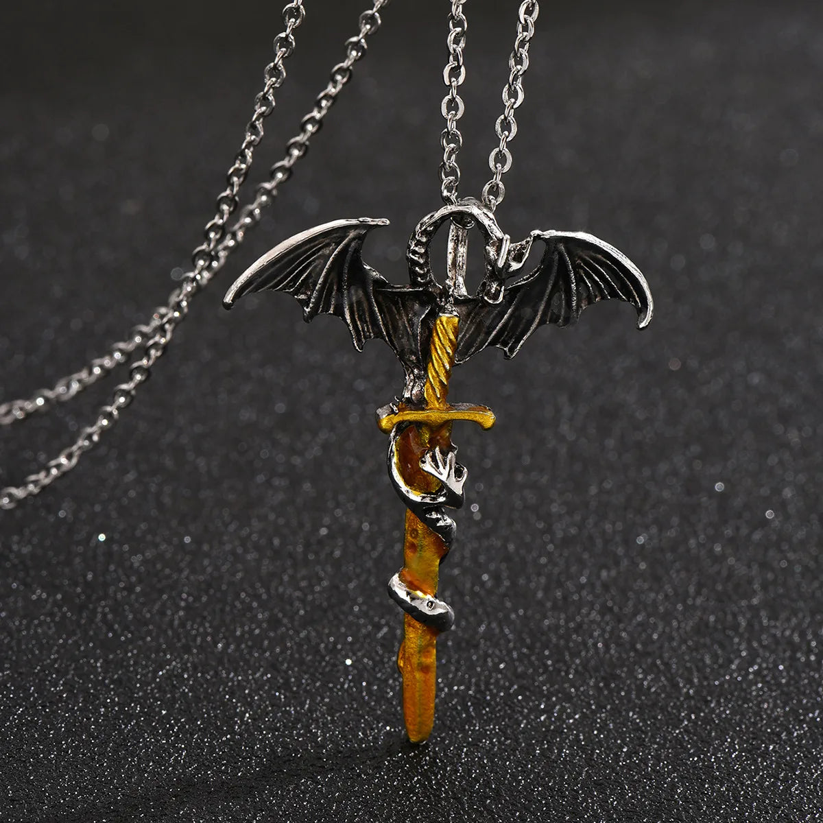 Retro Dragon Alloy Plating Gold Plated Men'S Pendant Necklace