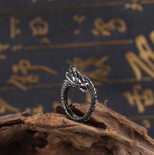 Retro Dragon Alloy Plating Open Ring 1 Piece