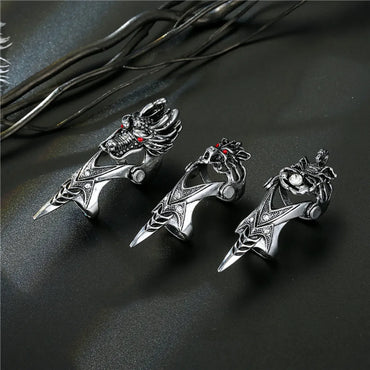 Retro Dragon Head Skull Long Metal Ring