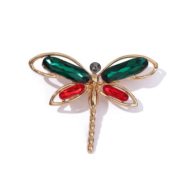 Retro Dragonfly Alloy Enamel Inlay Zircon Women'S Brooches