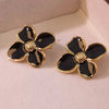 Retro Drip Glaze Palace Style Tulip Petal Floral Titanium Steel Earrings With Electroplating