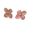 Retro Drip Glaze Palace Style Tulip Petal Floral Titanium Steel Earrings With Electroplating