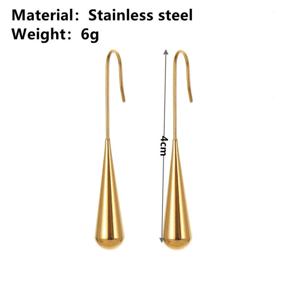 Retro Drop Earrings Titanium Steel Geometric Vacuum Electroplated In Furnace Unisex