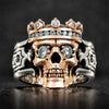 Retro Electroplated Alloy Crown Skull Ring With Hollow Geometric Design Exaggerated Statement Ring For Men