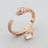 Retro Electroplated Copper Leopard Head Open Bracelet With Full Inlaid Zircon Animal Style Bangle For Women