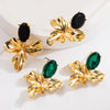 Retro Elegant Exaggerated Flower Earrings With S925 Silver Needle Alloy Resin Material And Diamond Design