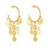 Retro Elegant Golden Round Tassel Pendant Titanium Steel Earrings With Electroplating For Women