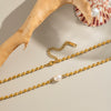 Retro Elegant Natural Freshwater Pearl Necklace For Girls In Stainless Steel And Titanium Steel With Geometric Pattern And Electroplating