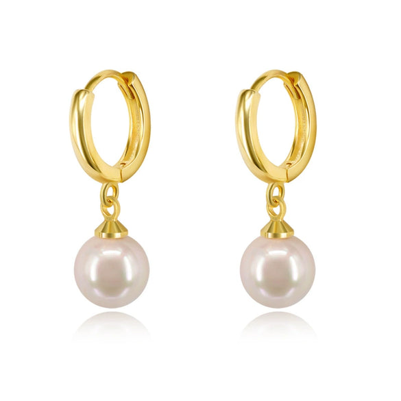 Retro Elegant Shell Bead And Pearl Drop Earrings With Silver Needle And Copper U Shape Geometric Electroplated Design For Women
