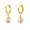 Retro Elegant Shell Bead And Pearl Drop Earrings With Silver Needle And Copper U Shape Geometric Electroplated Design For Women