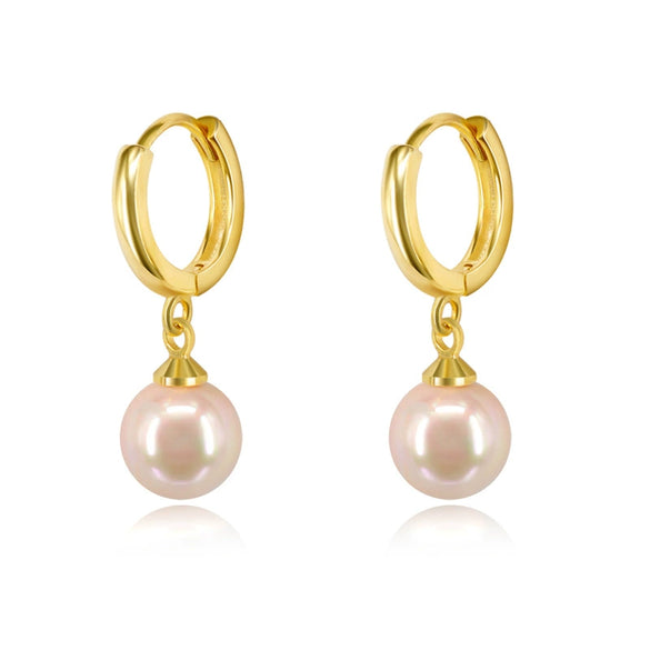 Retro Elegant Shell Bead And Pearl Drop Earrings With Silver Needle And Copper U Shape Geometric Electroplated Design For Women