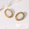 Retro Elegant Women's Stainless Steel Earrings 18K Gold Plated Geometric Design