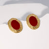 Retro Elegant Women's Stainless Steel Earrings 18K Gold Plated Geometric Design