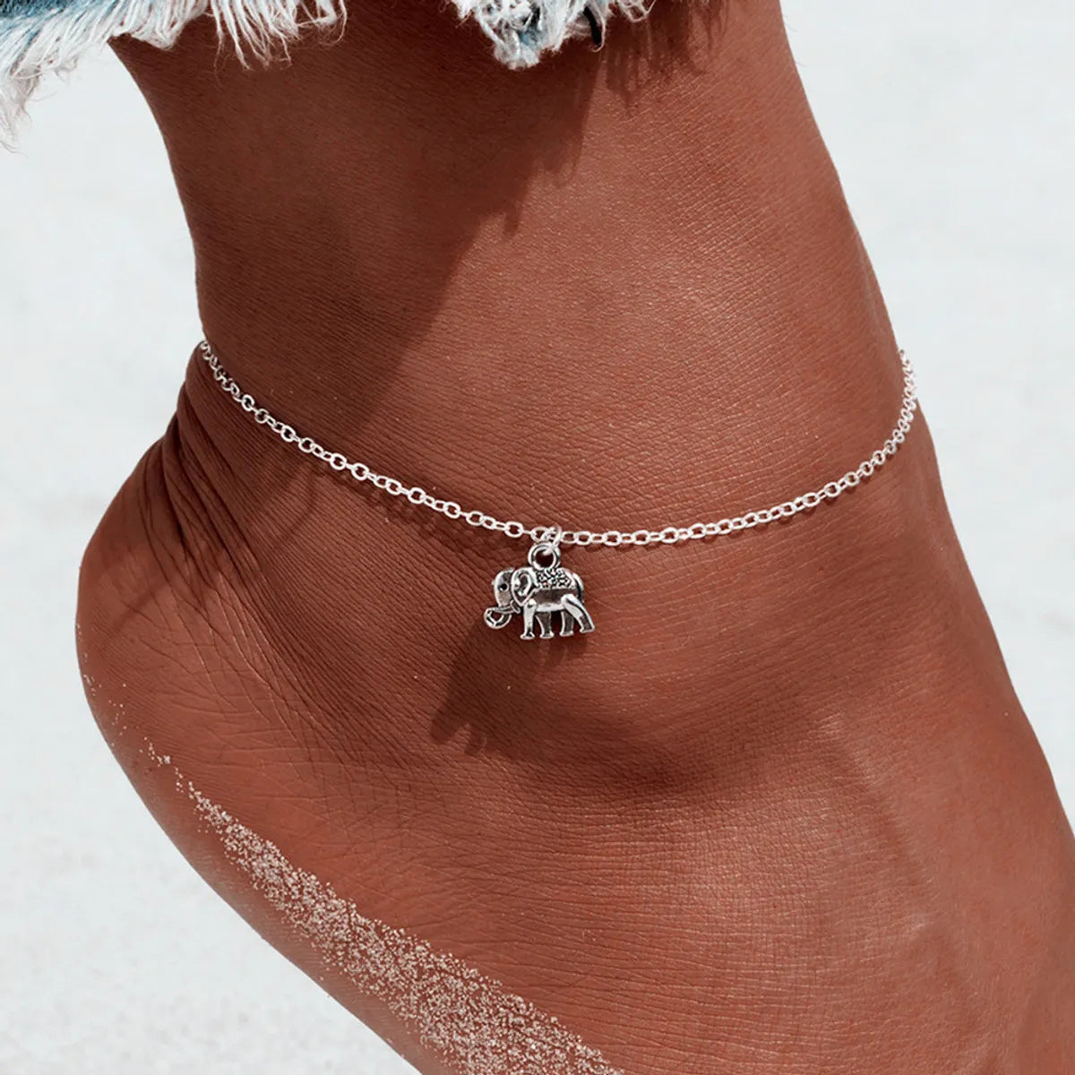 Retro Elephant Pendant Beach Chain Alloy Elephan Anklet