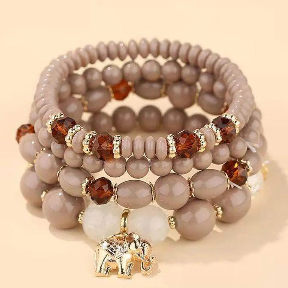 Retro Elephant Resin Layered Women's Bracelets 1 Set