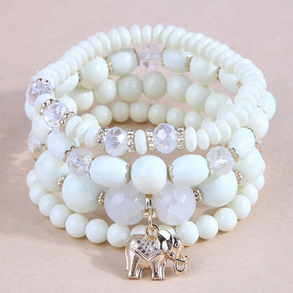 Retro Elephant Resin Layered Women's Bracelets 1 Set