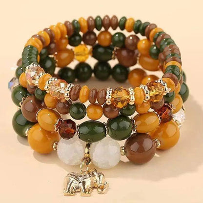 Retro Elephant Resin Layered Women's Bracelets 1 Set