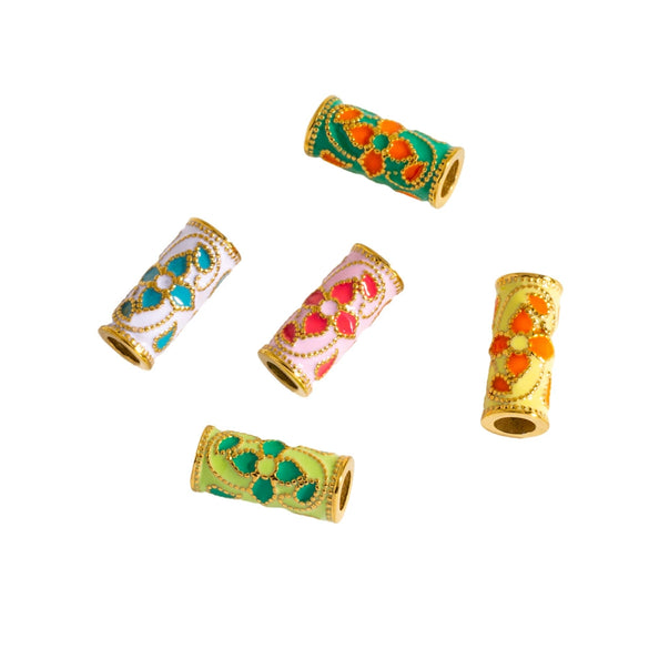 Retro Enamel Stainless Steel Bead Barrel Oil Drop Pattern Bracelet Diy Accessories