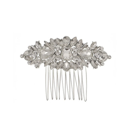 European Bride Wedding Headdress Retro Ethnic Style Horse Eye Glass Rhinestone Tuck Comb High-Grade Alloy Hair Comb Updo Hair Accessories