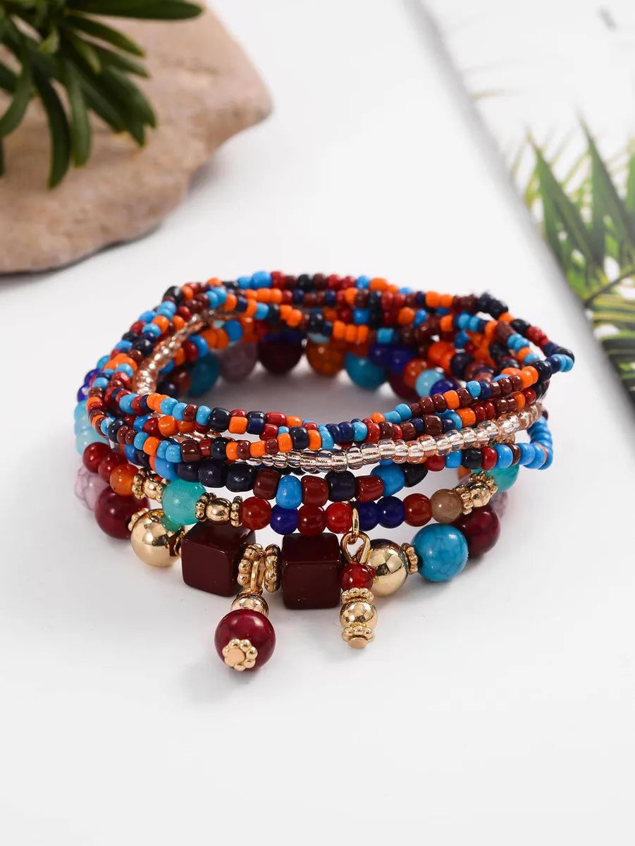 Retro Ethnic Style Bohemian Geometric Resin Stone Beaded Women's Bracelets