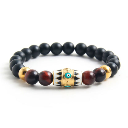 Retro Ethnic Style Classic Style Geometric 304 Stainless Steel Natural Stone Tiger Eye Beaded Plating Unisex Bracelets