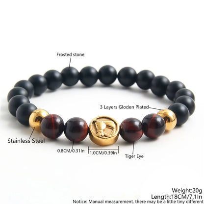 Retro Ethnic Style Classic Style Geometric 304 Stainless Steel Natural Stone Tiger Eye Beaded Plating Unisex Bracelets