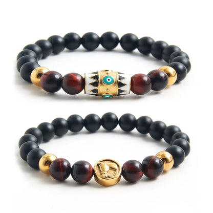 Retro Ethnic Style Classic Style Geometric 304 Stainless Steel Natural Stone Tiger Eye Beaded Plating Unisex Bracelets