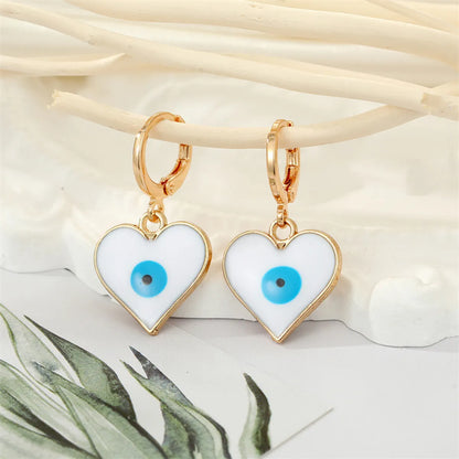 Retro Ethnic Style Color Dripping Oil Triangle Heart Eye Earrings