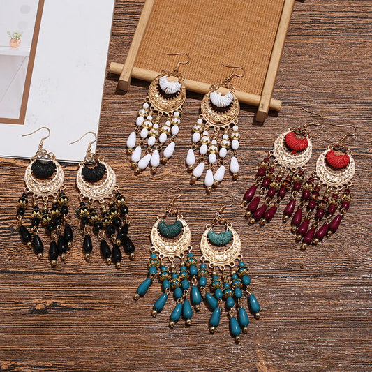 Retro Ethnic Style Geometric Alloy Glass Plating Women's Drop Earrings