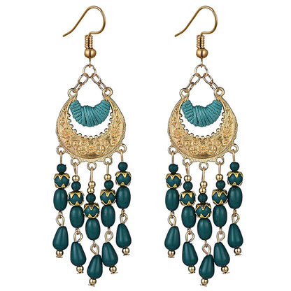 Retro Ethnic Style Geometric Alloy Glass Plating Women's Drop Earrings