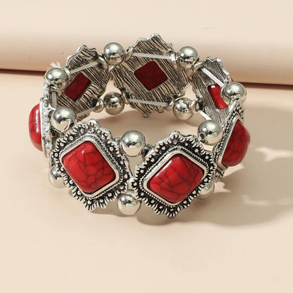 Retro Ethnic Style Geometric Alloy Plating Inlay Resin Women'S Bracelets