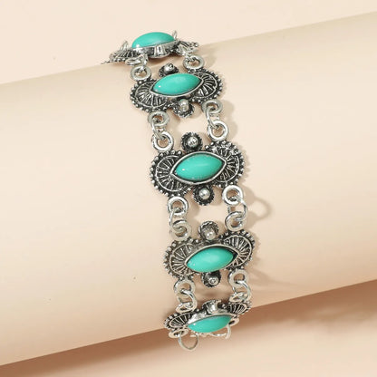 Retro Ethnic Style Geometric Alloy Plating Inlay Resin Women'S Bracelets