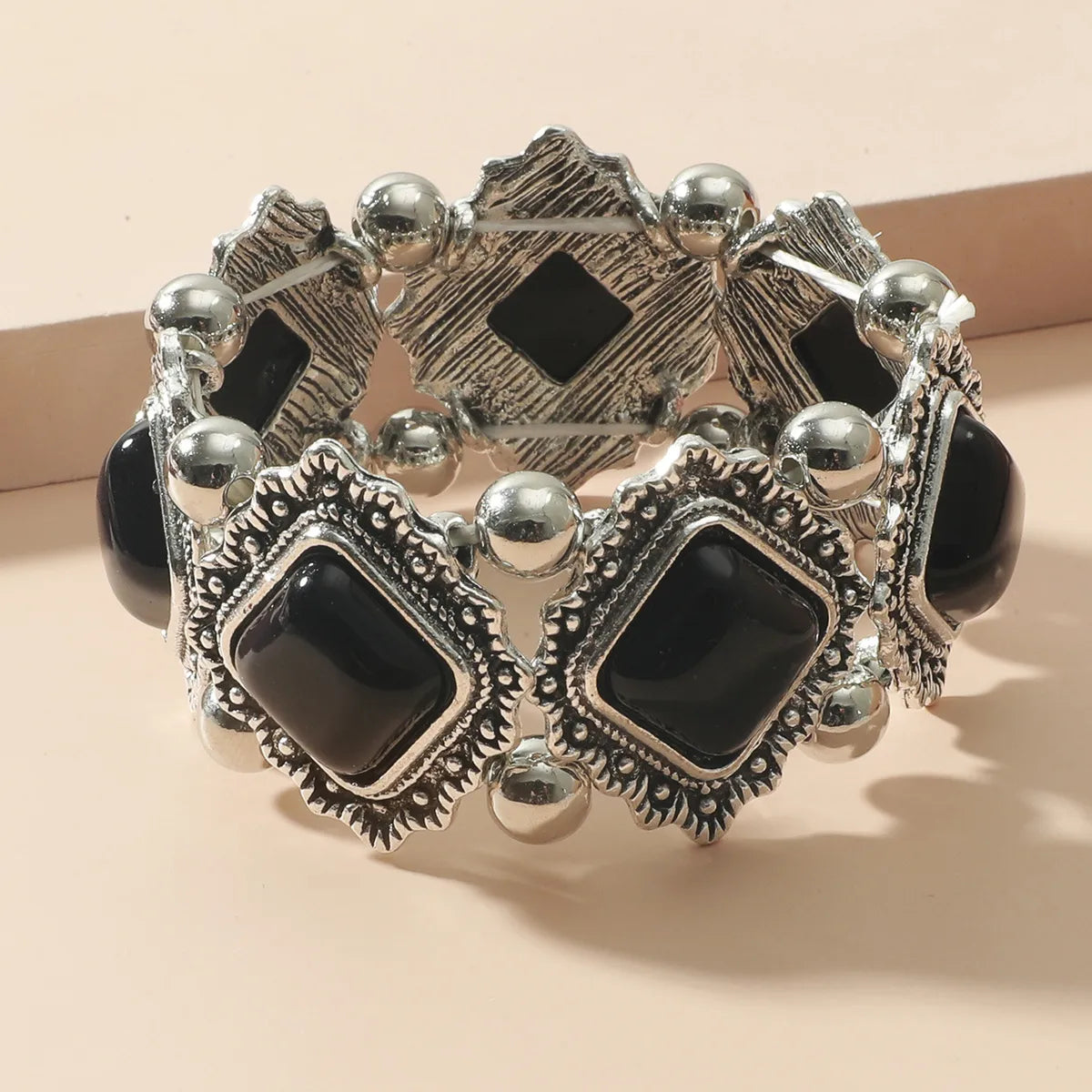 Retro Ethnic Style Geometric Alloy Plating Inlay Resin Women'S Bracelets