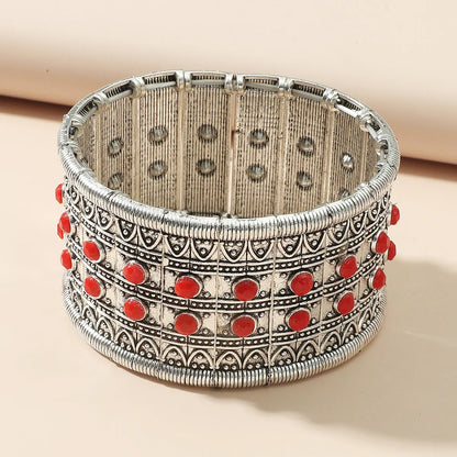 Retro Ethnic Style Geometric Alloy Plating Inlay Resin Women'S Bracelets