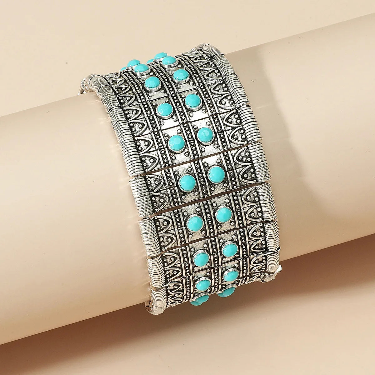 Retro Ethnic Style Geometric Alloy Plating Inlay Resin Women'S Bracelets