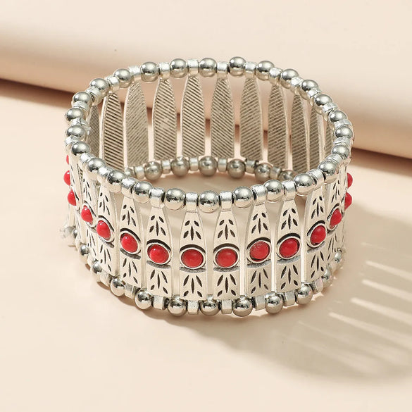 Retro Ethnic Style Geometric Alloy Plating Inlay Resin Women'S Bracelets